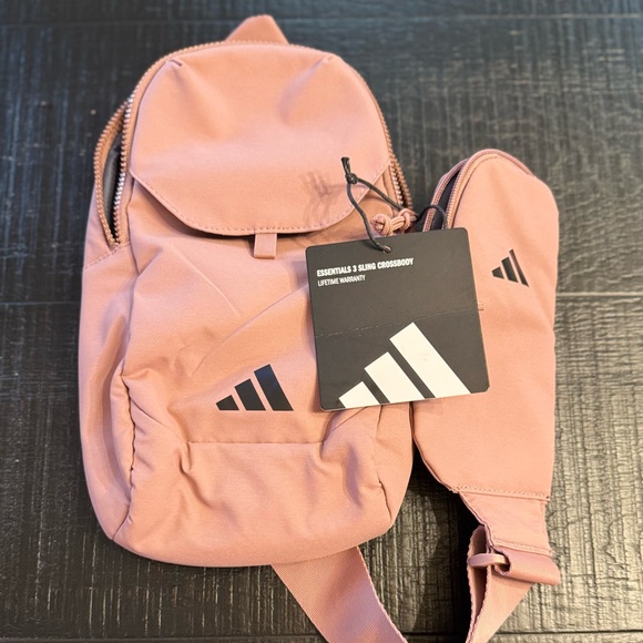 Adidas Warm Clay Pink Essentials 3 Sling Crossbody Bag NWT - Picture 1 of 13